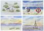 Preview: 15 Postkarten verschiedene Kunstpostkarten  Cuxhaven Sahlenburg Strand Sonnenuntergang Meer Düne Robbe - Aquarell - Rückseite Cuxhaven